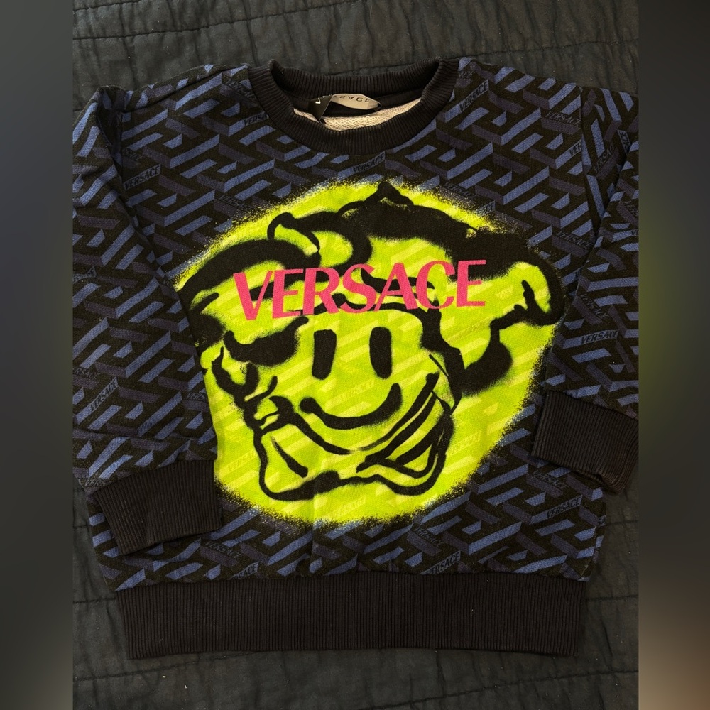 Versace Men's Sweater with Neon Yellow and Black Design